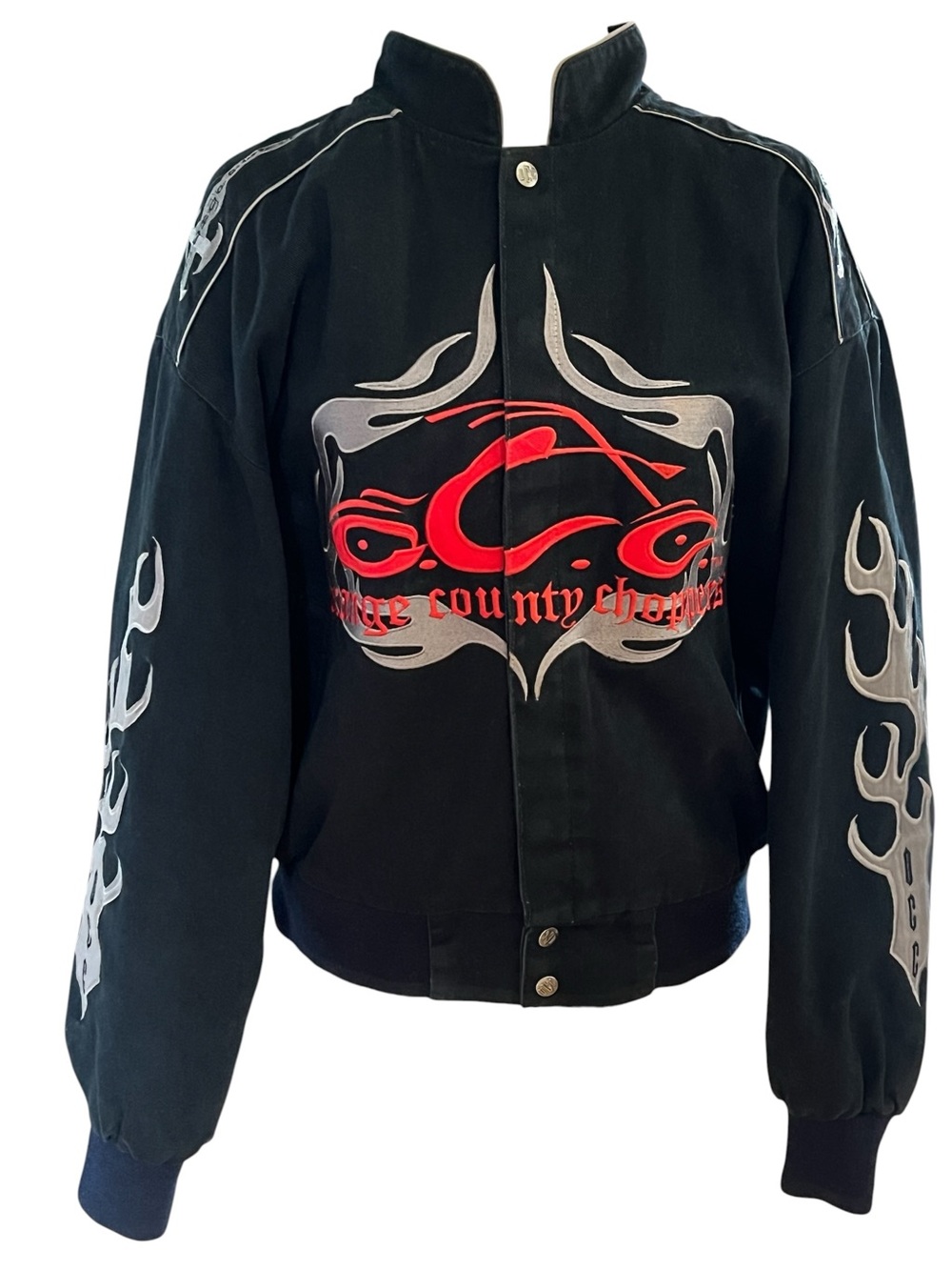 Orange County Choppers Vintage Black Logo Bomber Jacket Y2K
